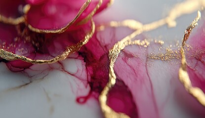 Abstract art, pink and gold