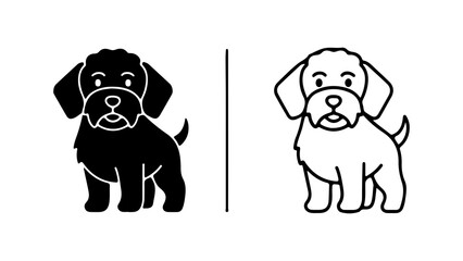 Adorable dog illustration in black and white perfect for design projects.