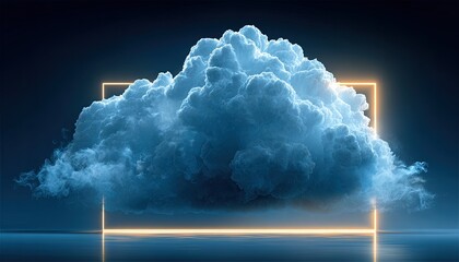 Glowing golden frame around a large cloud
