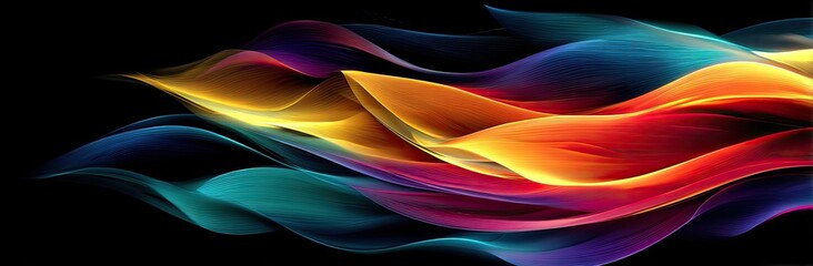 Abstract swirling vibrant colors on a black background
