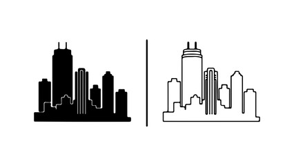 Obraz premium City skyline silhouette and outline illustration.