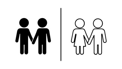 Couple holding hands male and female figures.