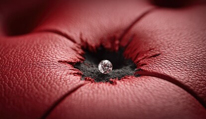 Diamond in a red leather seat, cracked