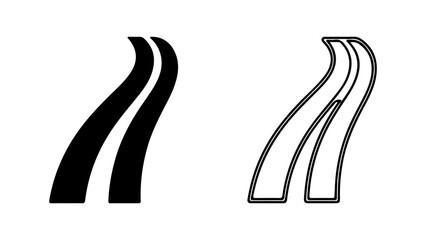 Curving road illustration in black and white perfect for design.