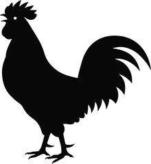 High-Quality Silhouette Illustration of a Rooster Standing Proudly, Perfect for Farm Animal GraphicsHigh-Quality Silhouette Illustration of a Rooster Standing Proudly, Perfect for Farm Animal Graphics