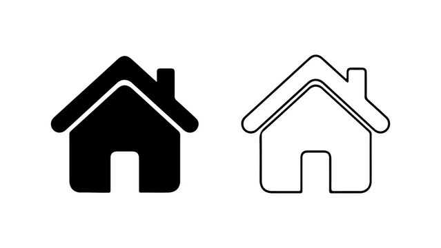 Home Icon Set Black Filled and Outline Versions.