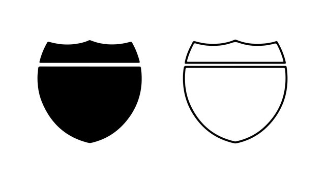 Interstate Highway Shield Icons Black and Outline Versions.