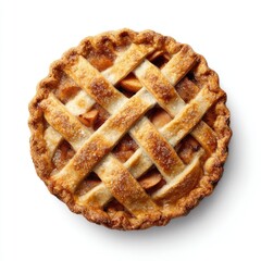 Round apple pie, golden crust, lattice top (1)