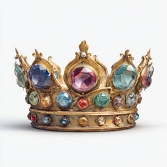 Ornate crown, gold-toned metal, lavish gems