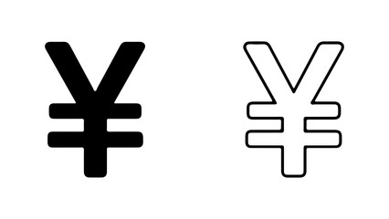 Obraz premium Japanese Yen Symbol Currency Icon in Black and Outline.