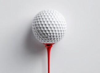 Golf ball on tee against white background