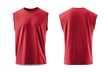 Red sleeveless athletic top, front and back views (1)