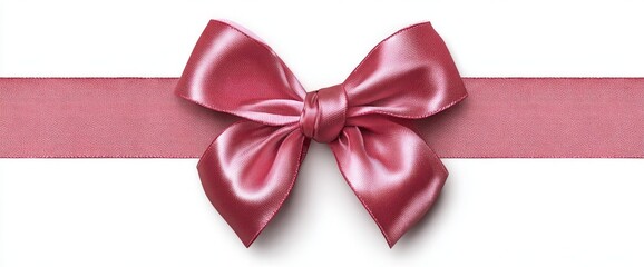 Pink satin ribbon bow on white background (1)