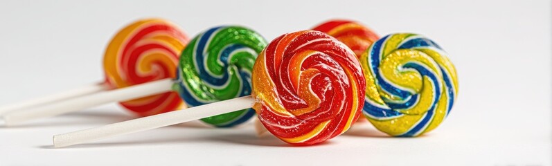 Colorful swirl lollipops on white background (1)