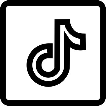 Square TikTok Social Media Logo Icon &ndash; Black Outline SVG, Vector Symbol
