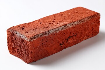 Single red brick, rectangular shape, against white background