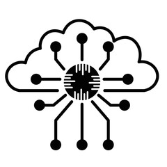 Abstract digital data cloud with integrated circuit chip design