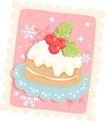 Christmas Pudding Postage Stamp