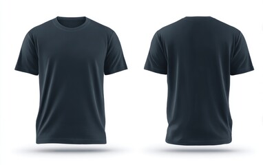 Dark navy blue men's t-shirt mockups, front and back views