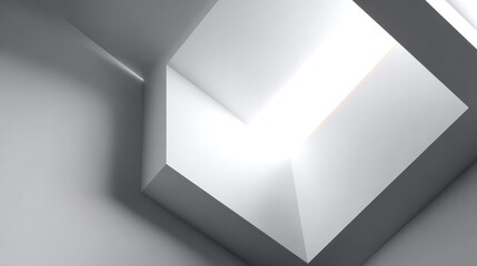Radiant white cube, a stunning display of light and form in minimalist setting.