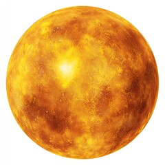 Fiery, round planet, orange-yellow hues