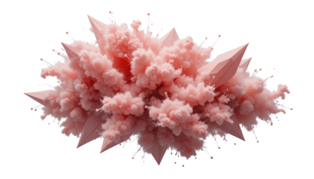 Red tinsel and heart-shaped snowflakes decorate a festive pink Christmas tree, painted with a splash of love - Powered by Adobe