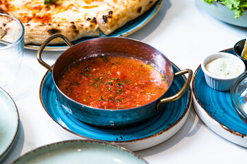 Traditional Tomato Soup in Blue Bowl – Morocco, September 17, 2025