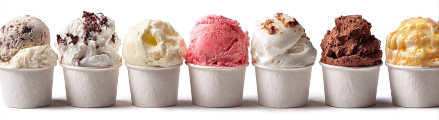 Assorted ice cream scoops in small paper cups (3)