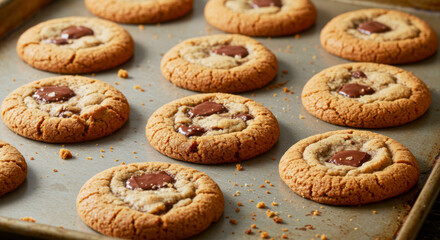 Freshly Baked Cookies Cooling on Baking Sheet. National Homemade Cookies Day