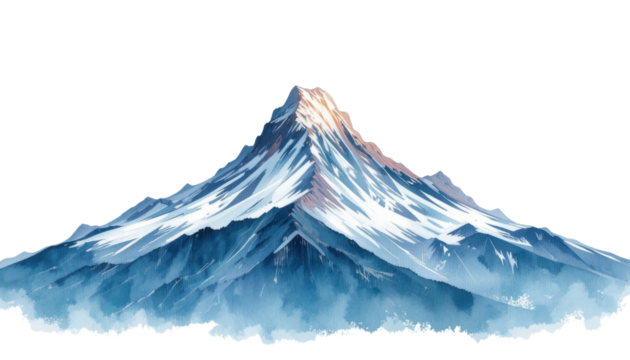 Snow-capped Himalaya peaks and glacier in a panoramic winter landscape under a bright blue sky