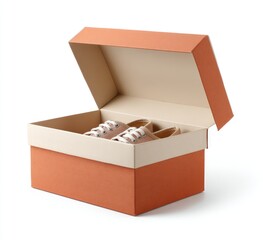 Open shoebox with a pair of light-pink sneakers inside