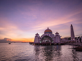 Malacca Straits Mosque at Sunset, Malaysia