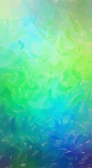 Illustration of vibrant abstract art with green, blue, and yellow brush strokes