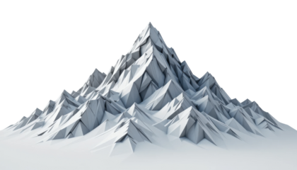 A vector illustration of a high mountain landscape with pine trees, snow, and a clear sky reflecting in a lake