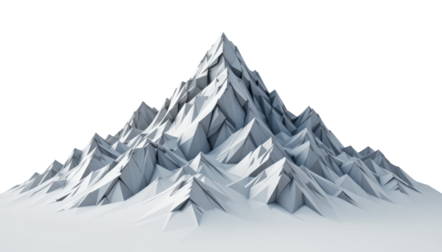 A vector illustration of a high mountain landscape with pine trees, snow, and a clear sky reflecting in a lake