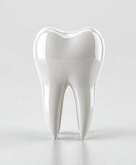 3D model of a single, glossy white tooth