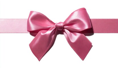 Pink satin ribbon bow on white background (2)