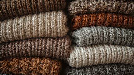 Set of knitted sweater textures in autumn colors for advertising and design