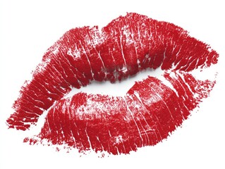 Red lipstick kiss print on white background (3)
