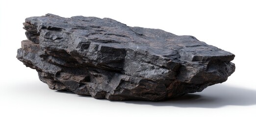 Dark gray, irregularly shaped rock, textured surface