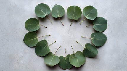 Simple Eucalyptus Garland on a Gray Surface