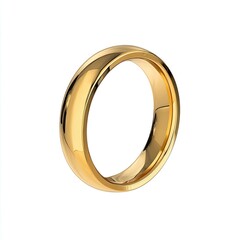 A gold wedding band, smooth and rounded