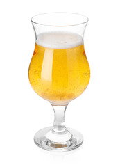 Tasty cider in glass isolated on white
