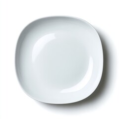 Empty, square white bowl, top view