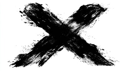 Black paint X mark on white