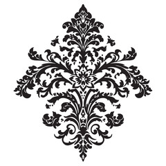 Ornate Floral Vector Design — Symmetrical Black and White Botanical Illustration with Decorative Petals and Leaf Motifs