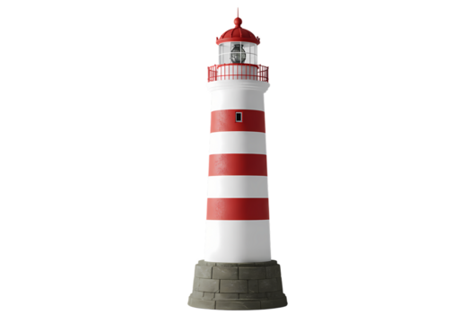 Striped Lighthouse: Coastal Navigation Symbol -  Maritime Beacon Graphic