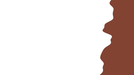 Abstract image of rich, melted brown chocolate flowing downwards on a clean white background, perfect for dessert recipes, ads, or sweet treats.