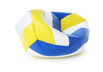 One deflated volleyball ball isolated on white