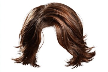 Brown layered bob wig, isolated